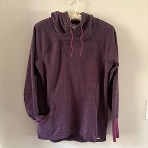 Avalanche Outdoor Apparel L Eggplant Purple Hooded Pullover Thumb Holes